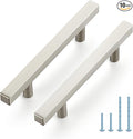 JOY DECOR 10 Pack 3-1/2 Inch Brushed Nickel Square Cabinet Handles Stainless Steel Cabinet Hardware Pulls for Kitchen and Drawers with 6 Inch Overall Length