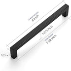 Ravinte 3 Pack Stainless Steel Kitchen Cabinet Handles Matte Black Square Bar Cabinet Pulls Kitchen Drawer Handles Sleek Dresser Drawer Pulls with 7-1/2 inch Hole Centers Flat Black Cabinet Hardware