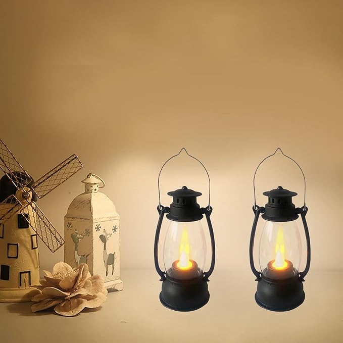 5.1 inch Mini Lanterns 6-Pcs LED Candle Small Lanterns Decorative Indoor Outdoor Hanging Light Ornaments Home Decor for Weddings Western Camping Party Halloween Christmas Decorations
