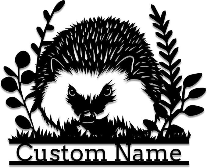 Custom Hedgehog Metal Sign, Personalized Hedgehog Metal Wall Art,Hedgehog Lovers Gift Metal Kid Room Decor,Personalized Hedgehog Lover Name Sign,Kid Nursery Decoration (Style B)