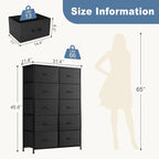 DUMOS Dresser for Bedroom, 10 Storage Drawers, Wide Fabric Closet Chests Organizer Tower Furniture with Wooden Top Metal Frame for Clothes, Guest Room, Living Room, Hallway, Entryway