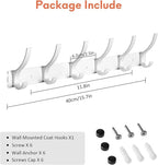 Coat Rack Wall Mount, Coat Hook Wall Mount, Wall Hooks for Hanging, Hat Rack for Walls, Coats Hanger with 12 Hook, Towel Hooks for Bathrooms (1 Pack, Silver)