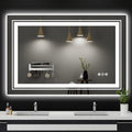 LED Bathroom Mirror, 48"X32" with Front and Backlit, Anti-Fog, Large Bathroom Vanity Mirror for Wall, Memory Function, Stepless Dimmable, Tempered Glass (Horizontal/Vertical)