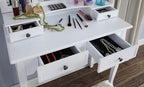 Roundhill Furniture Sanlo Wooden Vanity | Make Up Table and Stool Set | White