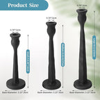 Heavy Duty Cast Iron Black Candlestick Holders Set of 3,Tall Taper Candle Holders,Table Vintage Decor Centerpiece Candle Holders for Fireplace Party Dining Home