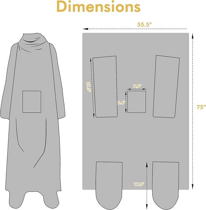 Catalonia Wearable Fleece Blanket with Sleeves and Foot Pockets for Adult Women Men, Micro Plush Comfy Wrap Sleeved Throw Blanket Robe Large, Southwest Star