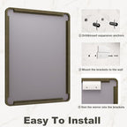 28x36 Inch Bronze Framed Bathroom Mirror, Brushed Bronze Metal Vanity Mirror, Rounded Bronze Rectangle Mirror, Tempered Glass, Anti-Rust, Shatterproof (Horizontal/Vertical)