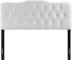 Modway Annabel Tufted Button Faux Leather Upholstered Queen Headboard in White