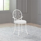 Hillsdale O'Malley Metal Vanity Stool for Makeup Room or Bathroom, White