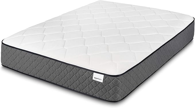 Amazon Basics Memory Foam Mattress, Full Size Mattress, Hybrid, 12 Inch, Medium Feel, Motion Isolation Springs, White/Gray