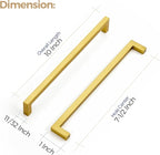 Ravinte 10 Pack Solid Kitchen Cabinet Handles Gold Slim Drawer Pulls with 7-1/2 Inch Hole Center Square Bar Kitchen Cabinet Hardware Brushed Brass Cupboard pulls