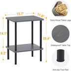 Apicizon 2 Tier End Table Set of 2, Boho Side Table with Storage Shelf, Nightstand Bedside Table for Small Spaces, Bedroom, Living Room, Entryway, Farmhouse, Easy Assembly, Grey