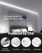 Aclorol USB COB LED Strip Lights for TV 5V USB Powered LED Tape Lights Daylight White 6.56FT 320Leds/M 6000K COB Flexible Light Strip TV Led Backlight for Bedroom Under Cabinet Kitchen DIY