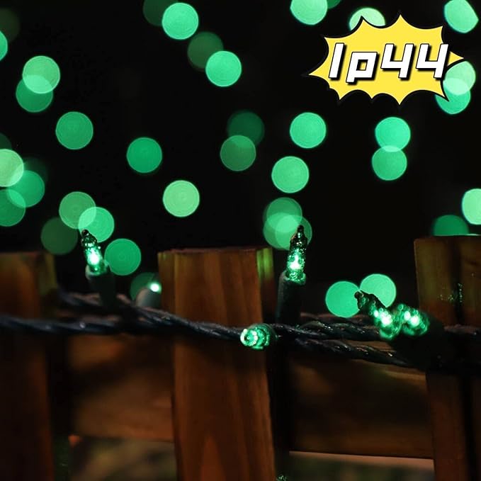 LAMPHOME Super-Bright Extendable Green Christmas Lights Decoration 300Lights 63.8ft(2pk of 150L) UL Certified Mini Bulb String Lights Set for Outdoor Christmas Tree Garden Holiday Party Patio Decor