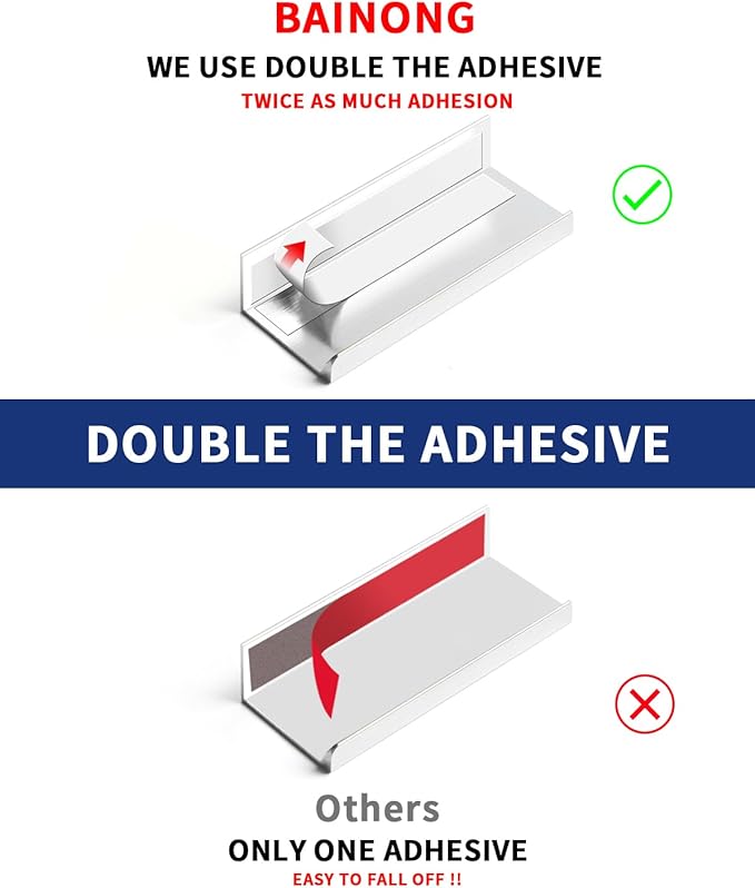 5 Pack 6 inch self Adhesive Cabinet pulls Silvery Cabinet Finger pulls Stick on Handles Cabinet Adhesive Drawer pulls Concealed Edge Seam Handles Flat