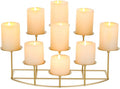 Candelabra Fireplace Candle Holder: Gold Metal Pillar Candle Holders for Inside Fireplace Mantle Decor Floor Candelabras Table Centerpiece