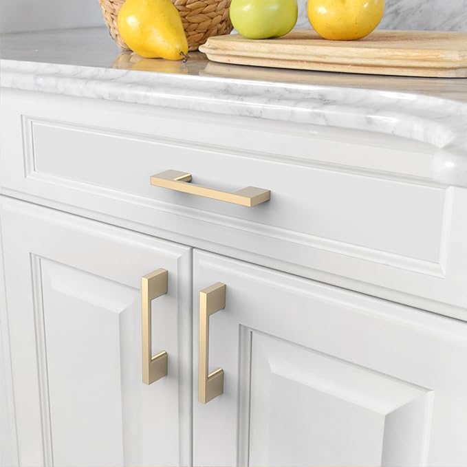 Asidrama 2008 10 Pack 3 Inch(76mm) Brushed Brass Kitchen Cabinet Handles, Cabinet Pulls Kitchen Cabinet Hardware for Cupboard Drawer Pulls