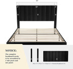 Allewie Queen Bed Frame/Velvet Upholstered Bed Frame with Vertical Channel Tufted Headboard/Strong Wooden Slats/Platform Bed Frame/Mattress Foundation/Box Spring Optional/Easy Assembly/Black