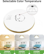 zemty 2Pack LED Ceiling Light Golden - 12In 28W Aureate Flush Mount Ceiling Light, 3 Color Temperature 3000K/4500K/6000K - 3200lm Gilded Round Flat Light Fixture for Kitchen Bathroom Shower