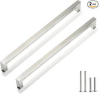 Cabinet Pulls Brushed Nickel Cabinet Handles Square Drawer Pulls, 2 Pack 11-1/3 Inch Stainless Steel Kitchen Door Cupboard Cabinet Handles, Cabinet Hardware Drawer Handles, 288mm Hole Centers