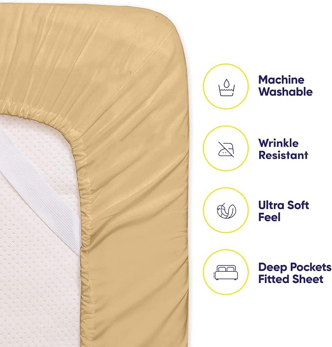 Sweet Home Collection 6 Piece 1500 Supreme Collection Brushed Microfiber Deep Pocket Sheet Set-2 Extra Pillow Cases, Great Value, Rv Short Queen, Camel
