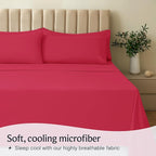 LuxClub 4 PC Sheet Set Bed Sheets Deep Pockets 16" Eco Friendly Wrinkle Free Cooling Machine Washable Hotel Bedding Silky Soft - Red Queen