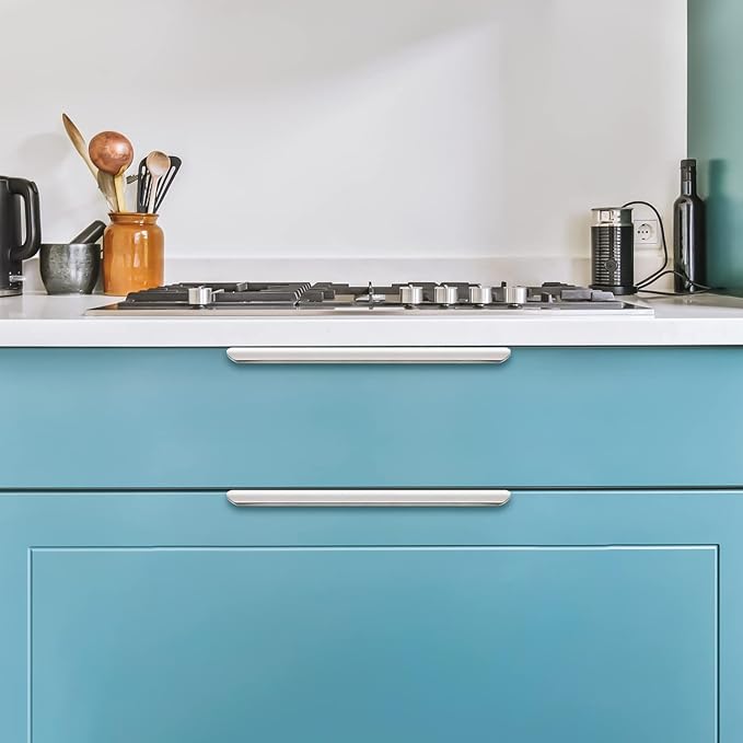 Ravinte Hardware 30 Pack Silver Cabinet Handles, 11.8 Inch (300mm) Finger Edge Pulls, 8.8 Inch Hole Center, Finger Pulls for Cabinets