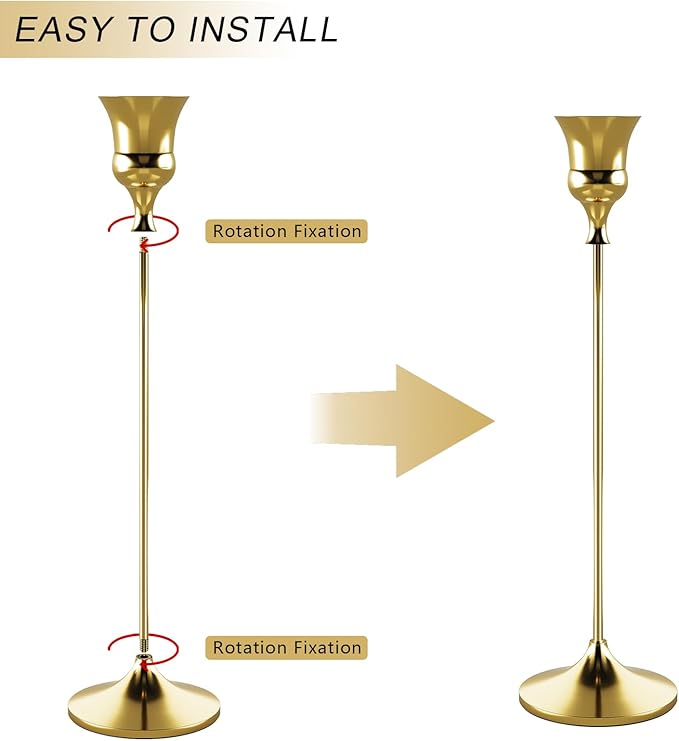 Candlestick Holders Gold, 3 Packs Taper Candle Holder for Candlesticks, Candle Sticks Holder Decor for Home Decor