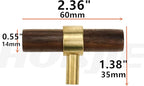 Drawer 2.36"/60mm Pulls Brass Walnut Kitchen Wardrobe Cabinet Hardware Pull Handle Single Hole with Screw, 12Pcs