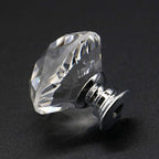 Joyhey 2 Pack 30 mm Diamond Shaped Glass Crystal Knobs with 3 Size Screws for Cabinet, Drawer, Cupboard, Dresser