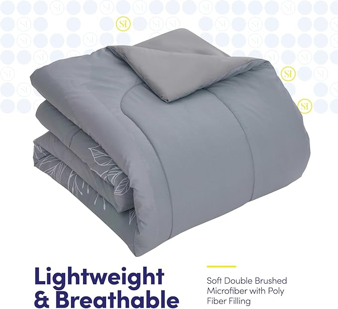 Sweet Home Collection 7 Piece Comforter Set Bag Solid Color All Season Soft Down Alternative Blanket & Luxurious Microfiber Bed Sheets, Florence, Full