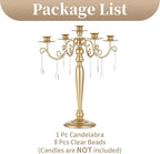 Sziqiq Gold Candelabra Candle Holder: 5 Arm Candelabras Centerpiece Table Decorations for Wedding - Vintage Metal Candlestick Candleholders for Dining Table Fireplace
