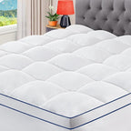CYMULA Queen Mattress Topper, Extra Thick Pillow Top Mattress Topper, Firm Cooling Mattress Pad Cover with 8-21 Inch Elasticated Deep Pockets, Plush Down Alternative Fill Mattress Protector