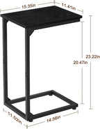 AMHANCIBLE C Shaped Side Table, End Tables Living Room Set of 2, Slide Under Couch Table for Sofa, TV Trays for Bedroom, Small Space, Black, HET02CBK