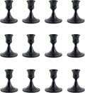 Black Taper Candle Holder, Candlestick Holders, Vintage Metal for Table Centerpieces Wedding Decor (Matte Black, 12 Pcs)