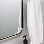 ANDY STAR Brushed Nickel Bathroom Mirror, 30x36’’ Rounded Corner Rectangle Nickel Mirror Bathroom Vanity Mirror Tube Metal Framed, SUS304-Anti-Rust Wall-Mounted Horizontal/Vertical 1’’ Deep