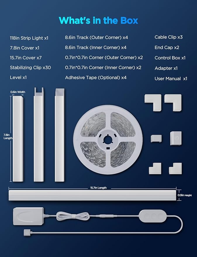 Govee RGBIC LED Strip Lights 9.8ft with Covers, Smart LED Lights Work with Alexa and Google Assistant, Diffuser Channel with LED Lights for Bedroom, Skirting Lines, Studio, Cabinet