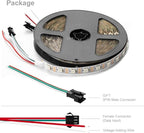BTF-LIGHTING WS2812B IC RGB 5050SMD Pure Gold Individual Addressable LED Strip 16.4FT 300LED 60Pixel/m Flexible Full Color IP30 DC5V for DIY Chasing Color Project(No Adapter or Controller)