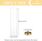 Romadedi Candlestick Candle Holders Hurricane Glass - 12 Inch Clear Gold Taper Candle Holders for Table Centerpiece Wedding Party Birthday Christmas Decor Home Decorations, Set of 2