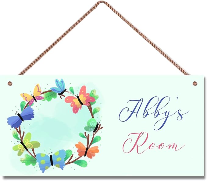 Personalized Sign Butterfly Sign For Girls Room Farmhouse Decor Butterflies Wall Art Home Decor For Kids Room,Custom Name Door Art Decor Decorative Plate for Boys Bedroom