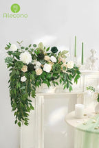 Alecono Artificial Flowers, Silk Fake Green Flowers Combo Box for DIY Cake Wedding Decorations, Faux Flowers for Table Centerpieces Baby Shower Party Home Decor