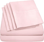 Queen Sheets Pale Pink - 6 Piece 1500 Supreme Collection Fine Brushed Microfiber Deep Pocket Queen Sheet Set Bedding - 2 Extra Pillow Cases, Great Value, Queen, Pale Pink