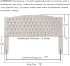 24KF Upholstered Tufted Button Linen Fabric Headboard,Comfortable Fashional Headboard King/CA King Size,Ivory