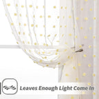 MYSKY HOME Pom Pom White Sheer Curtains for Girls Bedroom Mustard Yellow Curtains for Nursery 84 Inch Long Living Room Curtains 2 Panels Light Filtering Rod Pocket Window Drapes 52 x 84 inch