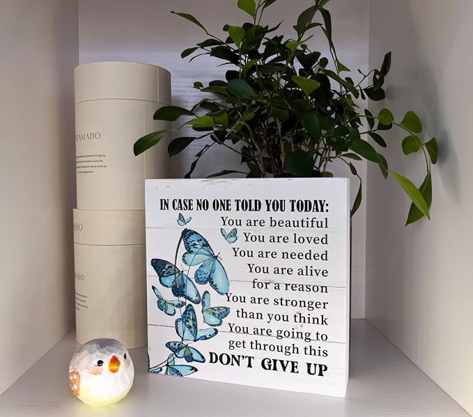 Inspirational Wood Signs - You Are Going To Get Through This, Supportive Wood Plaque Gift, Butterfly Decor for Home Table Sign