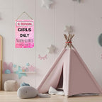 No Trespassing Girls Only Wood Sign, 8x12 Inch, No Boys Allowed Sign for Girl Cave
