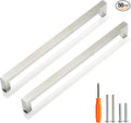 Cabinet Pulls Brushed Nickel Cabinet Handles Square Drawer Pulls, 50 Pack 10 Inch Stainless Steel Kitchen Door Cupboard Cabinet Handles, Cabinet Hardware Drawer Handles, 256mm Hole Centers