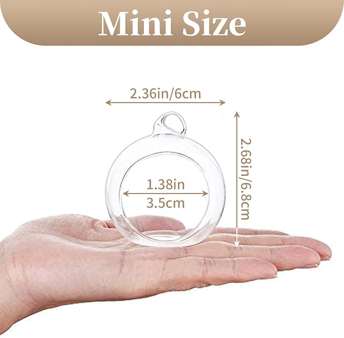 Sziqiqi Hanging Glass Globes Orbs Tea Light Candle Holders fillable with Trinkets for Wedding Ornaments, Wedding Birthday Christmas Party Centerpiece Accessory 2.36inch 20pcs +4 Extra