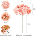 Auihiay 64 PCS Full Hydrangea Flowers, Silk Hydrangea Artificial Flowers Heads with Stems, Artificial Flowers for Wedding, Garden, Baby Shower, Party, Outdoor Indoor Decoration (Light Peach)