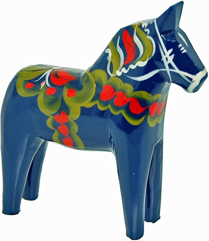 ScandinavianShoppe Swedish Wooden Dala Horse - Blue - 4"